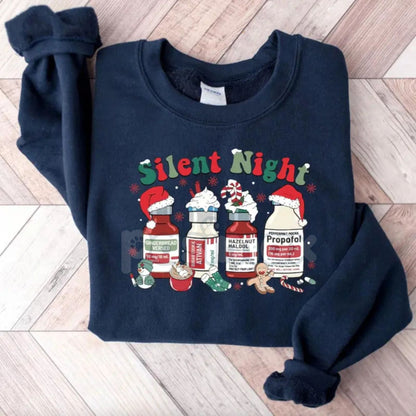 Medical Staff Holiday Hustle Sweatshirt – Funny "Silent Night" Irony Crewneck-Pasimax