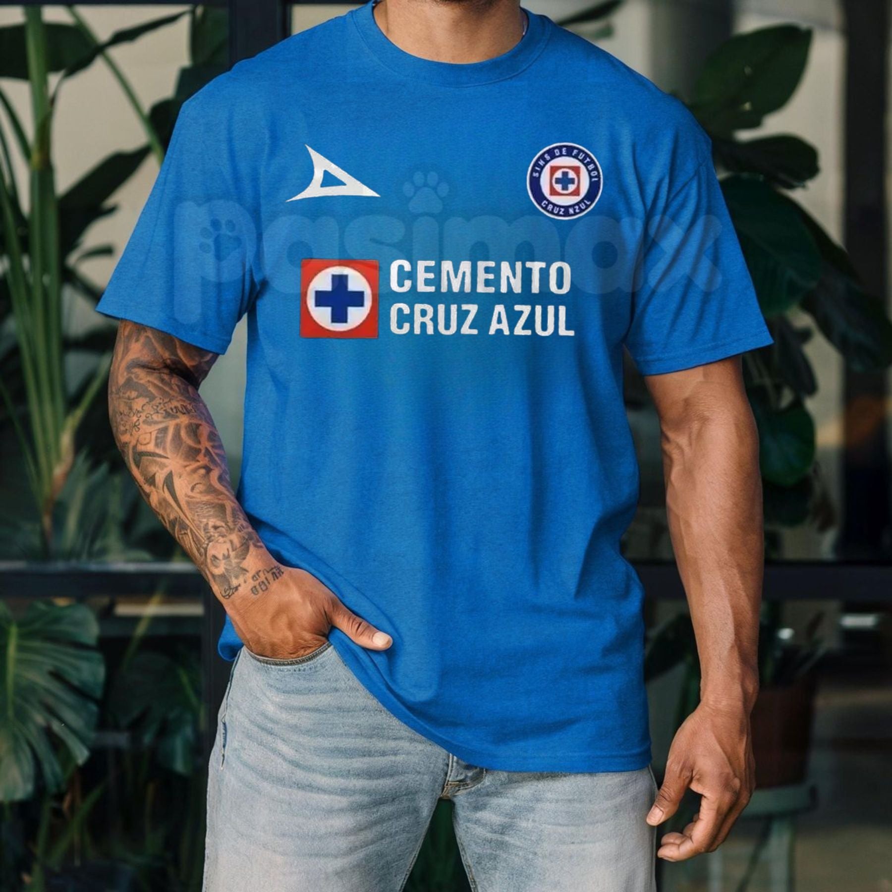Men's Cruz Azul "Cemento" Logo Graphic T-Shirt – Classic Soccer Heritage Club Pride Unisex Crewneck Tee-Pasimax