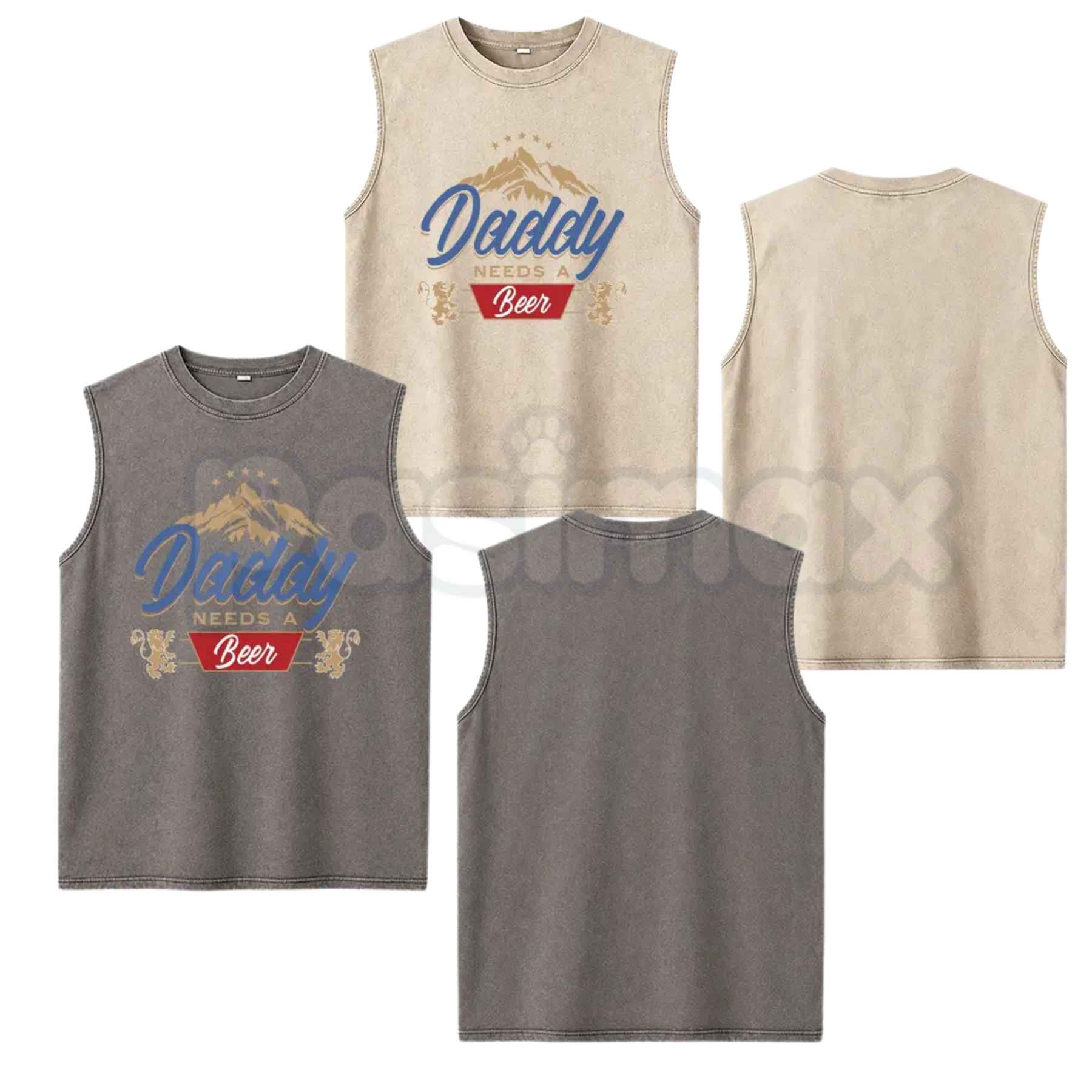 Men's Daddy Needs A Beer Tank Top – Retro Funny Drinking Graphic Sleeveless Shirt, Vintage Washed Lightweight Cotton Summer Top-Pasimax