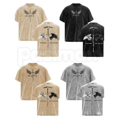 Men's Isaiah 54:17 Bible Verse T-Shirt – Christian Armor of God Sword & Shield Tee, Vintage Washed Cotton Hebrews 13:6 Church Gym Wear-Pasimax