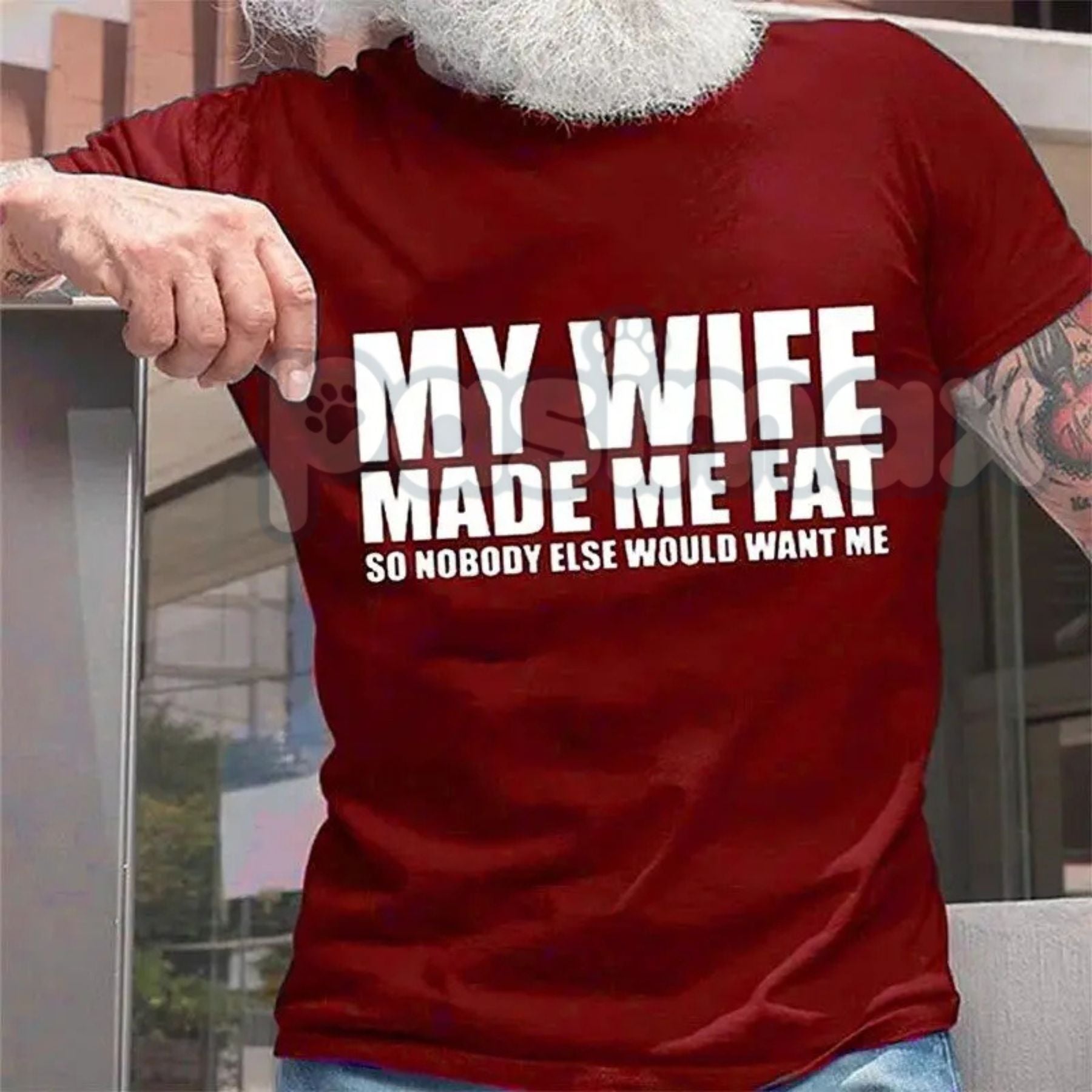 Men's "My Wife Made Me Fat" T-Shirt - Funny Husband Humor Graphic Tee, Dad Bod Slogan Shirt, Funny Marriage Anniversary Gift-Pasimax