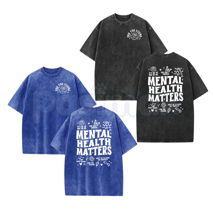 Mental Health Matters T-Shirt – Inspirational Kindness Graphic Tee, Vintage Washed Lightweight Cotton Wellness Unisex Streetwear Top-Pasimax