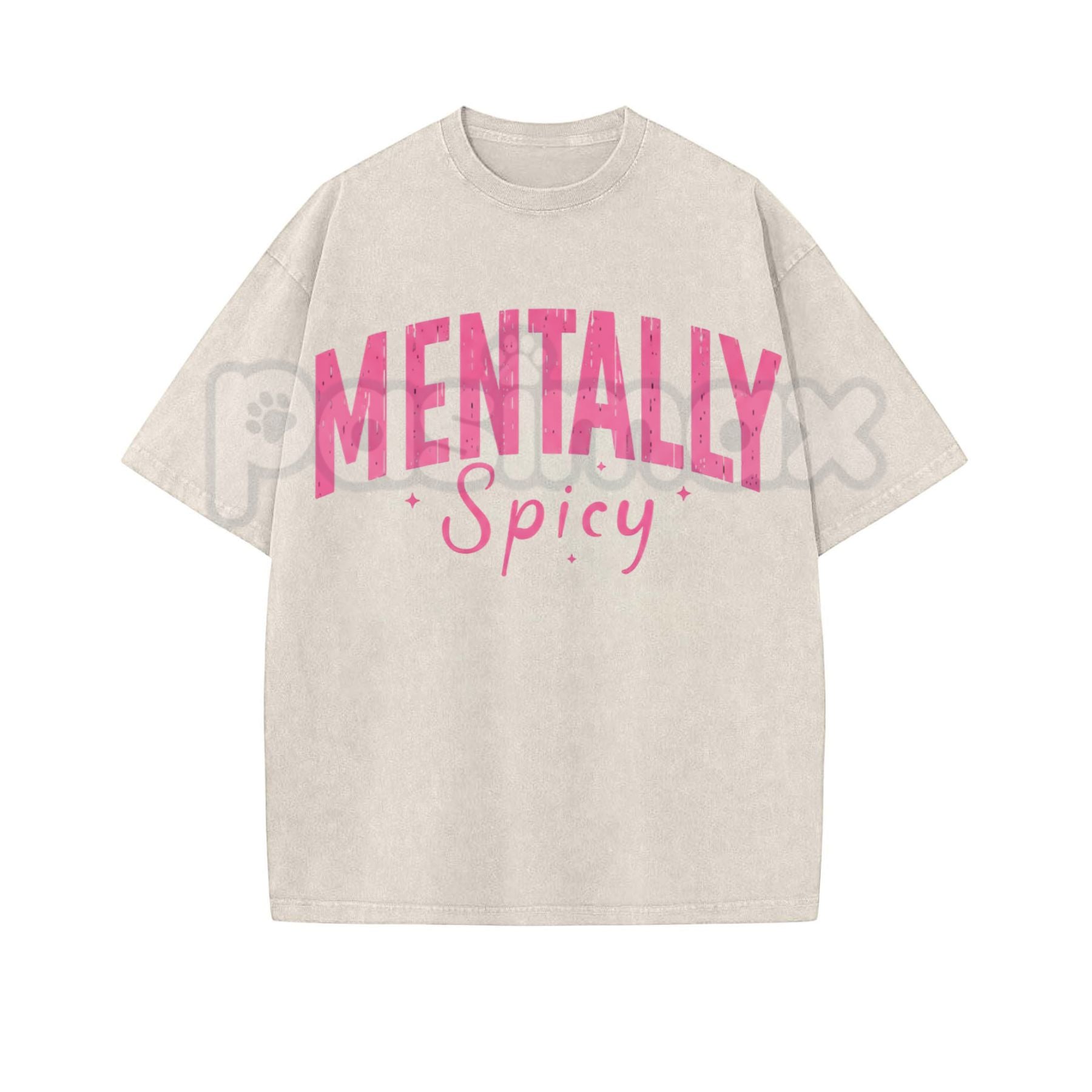Mentally Spicy Washed T-Shirt – Funny Sarcastic Quote Tee, Vintage Oversized Graphic Shirt-Pasimax