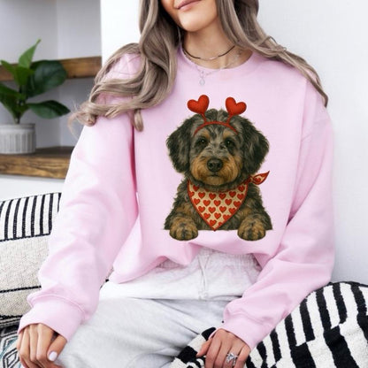 Valentine's Dog Sweatshirt | My Dog is My Valentine Crewneck | Retro Puppy Heart Graphic Jumper | Dog Mom Valentine's Day Gift