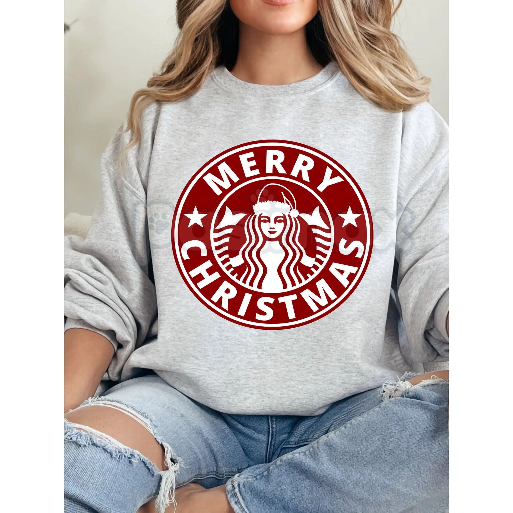 Merry Christmas Graphics Sweatshirt | Festive Holiday Design Jumper | Classic Xmas Cheer Crewneck | Fun Christmas Apparel-Pasimax
