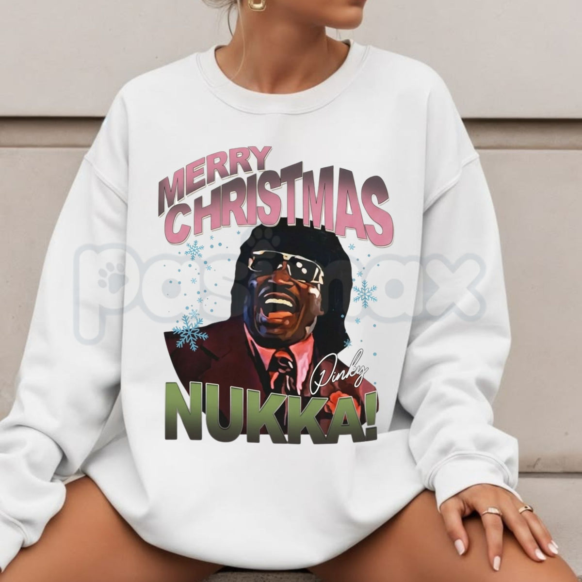 Merry Christmas Nukka Pink Sweatshirt | Pinky Christmas Holiday Graphic Crewneck-Pasimax