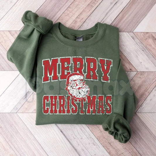 Merry Christmas Santa Sweatshirt | Vintage Retro Holiday Graphic Crewneck-Pasimax