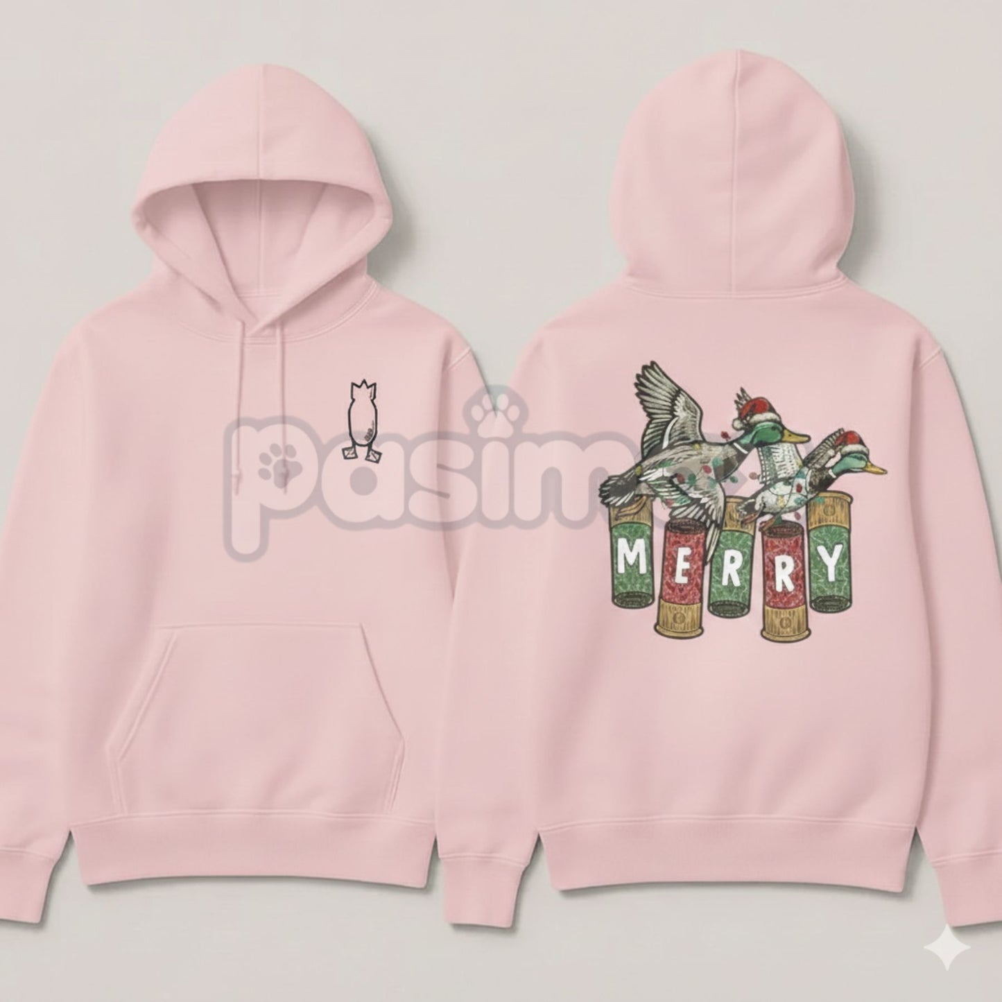 Merry Duck Hoodie – Funny Christmas Duck Graphic Pullover, Festive Holiday Humor Apparel, Unisex-Pasimax