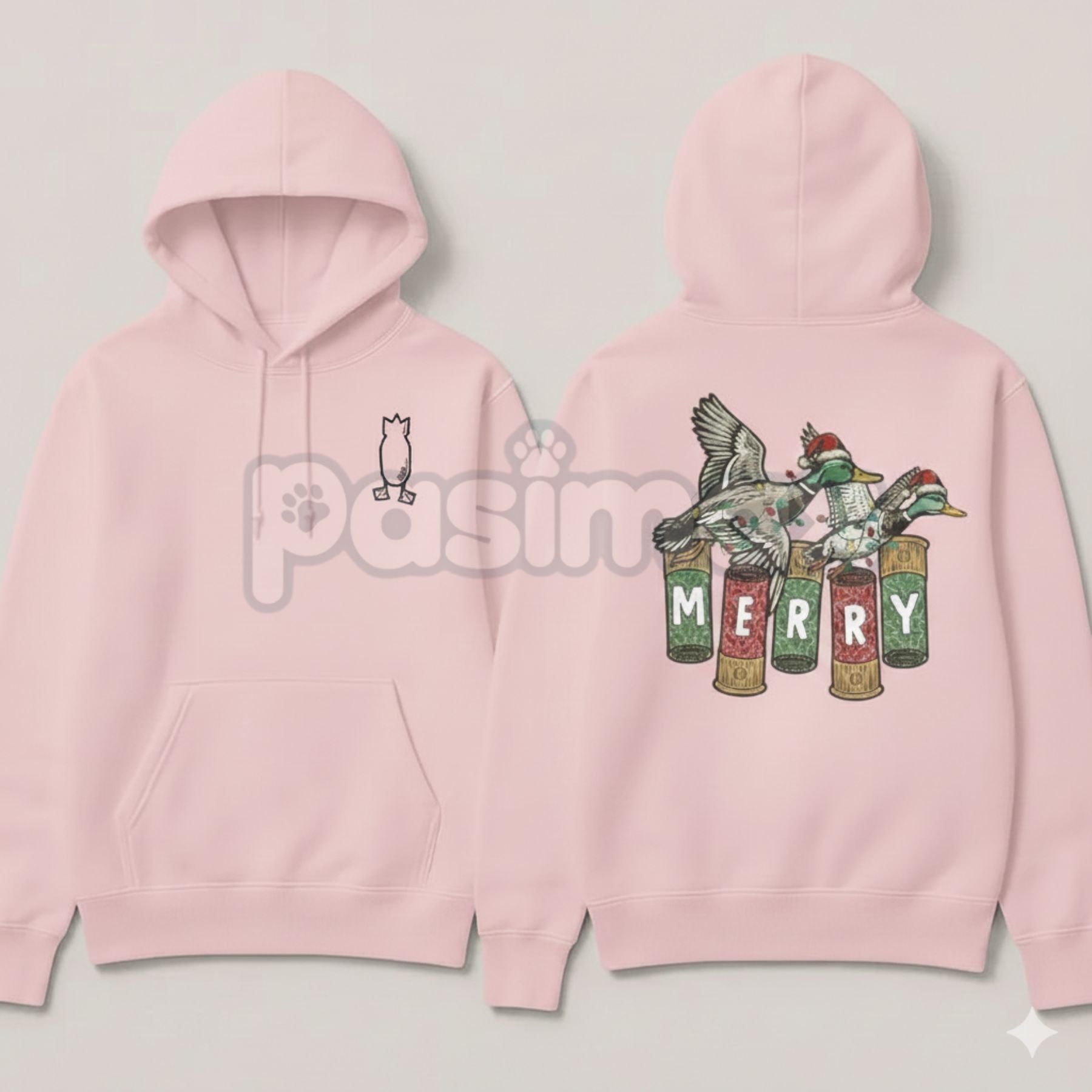 Merry Duck Hoodie – Funny Christmas Duck Graphic Pullover, Festive Holiday Humor Apparel, Unisex-Pasimax