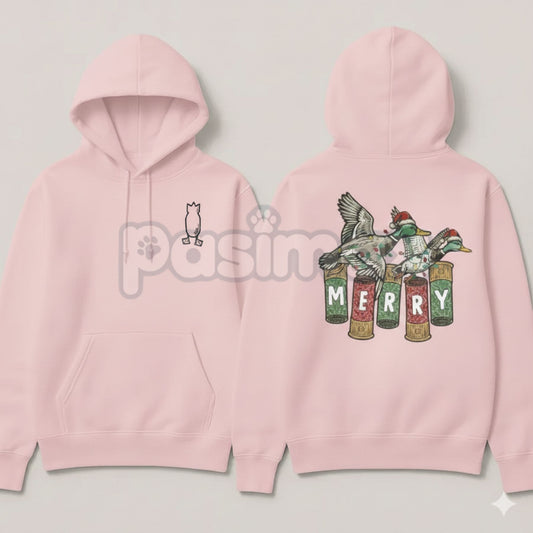 Merry Duck Hoodie – Funny Christmas Duck Graphic Pullover, Festive Holiday Humor Apparel, Unisex-Pasimax