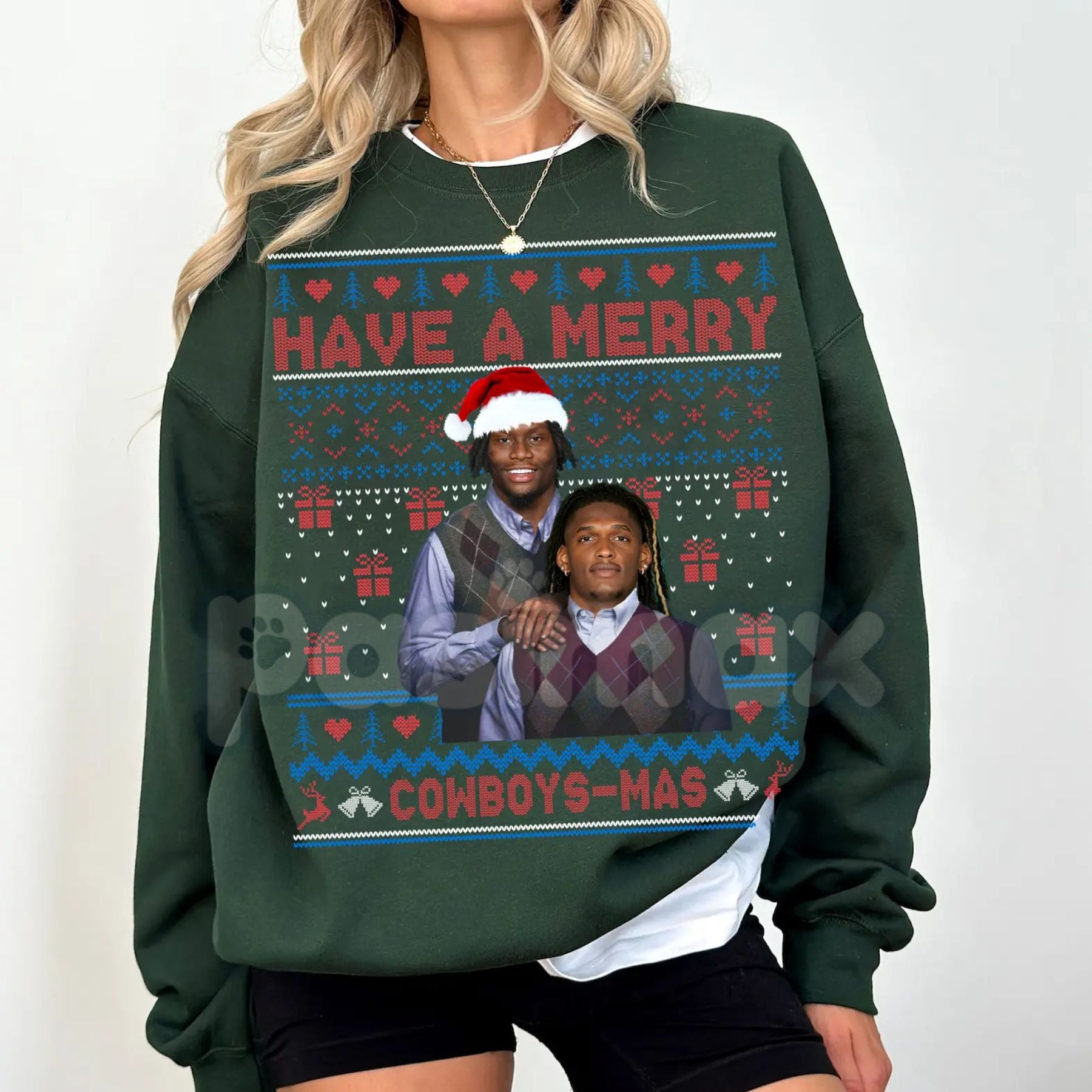 Merry Pickens Lamb Christmas Ugly Graphic Sweatshirt | Funny NFL Cowboys Steelers Holiday Jumper | Wide Receiver Fan Gift-Pasimax