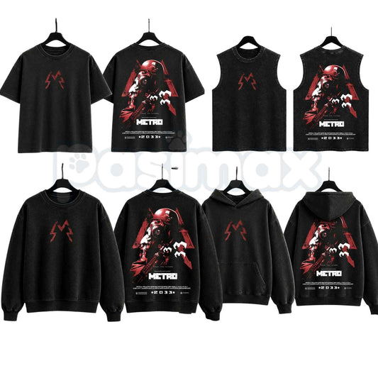 Metro 2033 Post-Apocalyptic Gaming Apparel – Retro Washed Graphic Oversized T-Shirt, Tank Top, Sweatshirt, Hoodie Vintage Streetwear-Pasimax