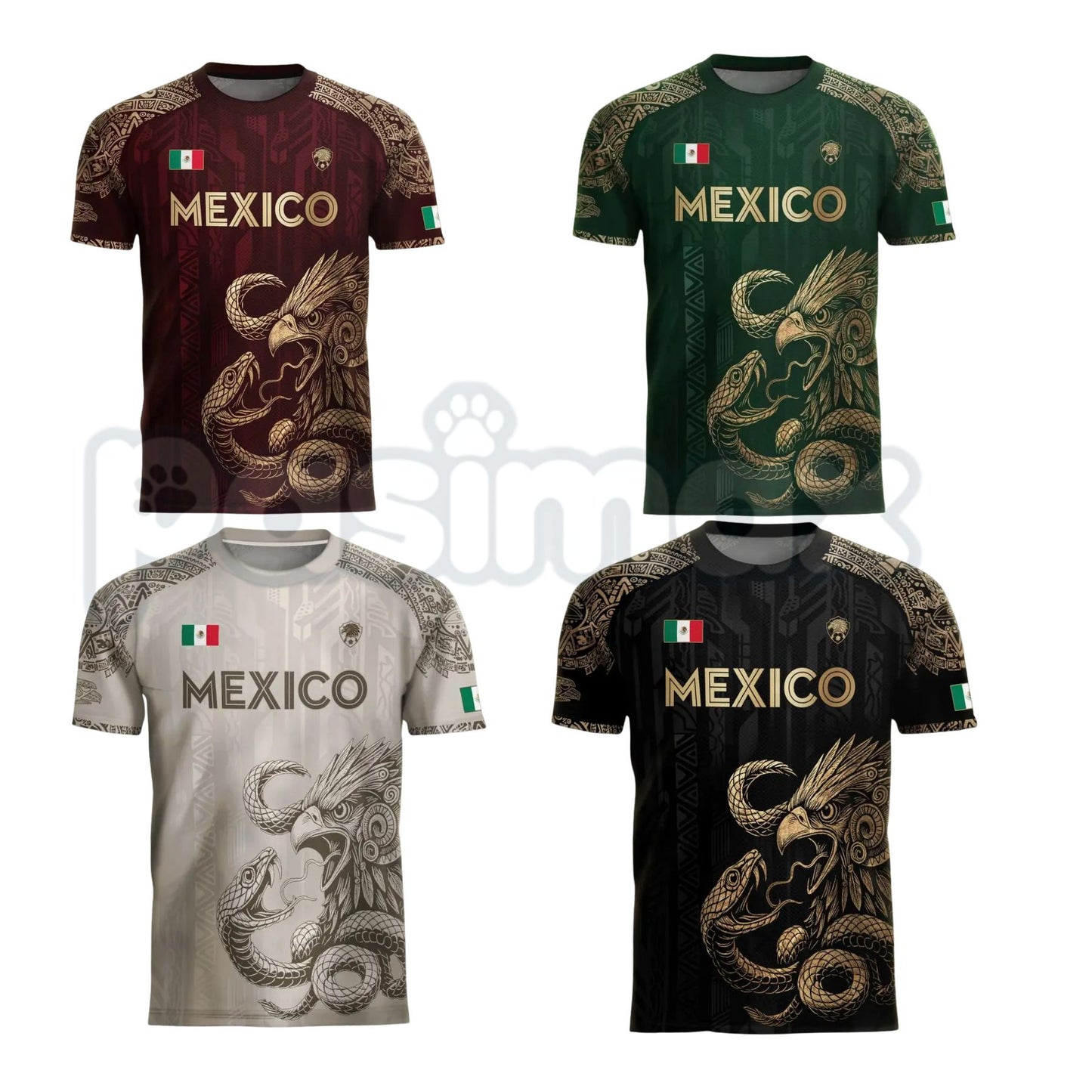 Mexico Aztec Eagle Heritage Soccer Jersey – All Over Print Men's Football Shirt, Mexican Pride Fan Apparel-Pasimax