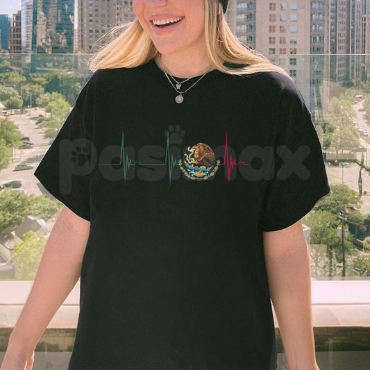 Mexico Heartbeat Heritage T-Shirt – Iconic Mexican Pride Graphic Tee, Premium 100% Cotton Viva Mexico Pulse Top, Soft Lived-In Heavyweight Cultural Roots Shirt, Made in USA-Pasimax