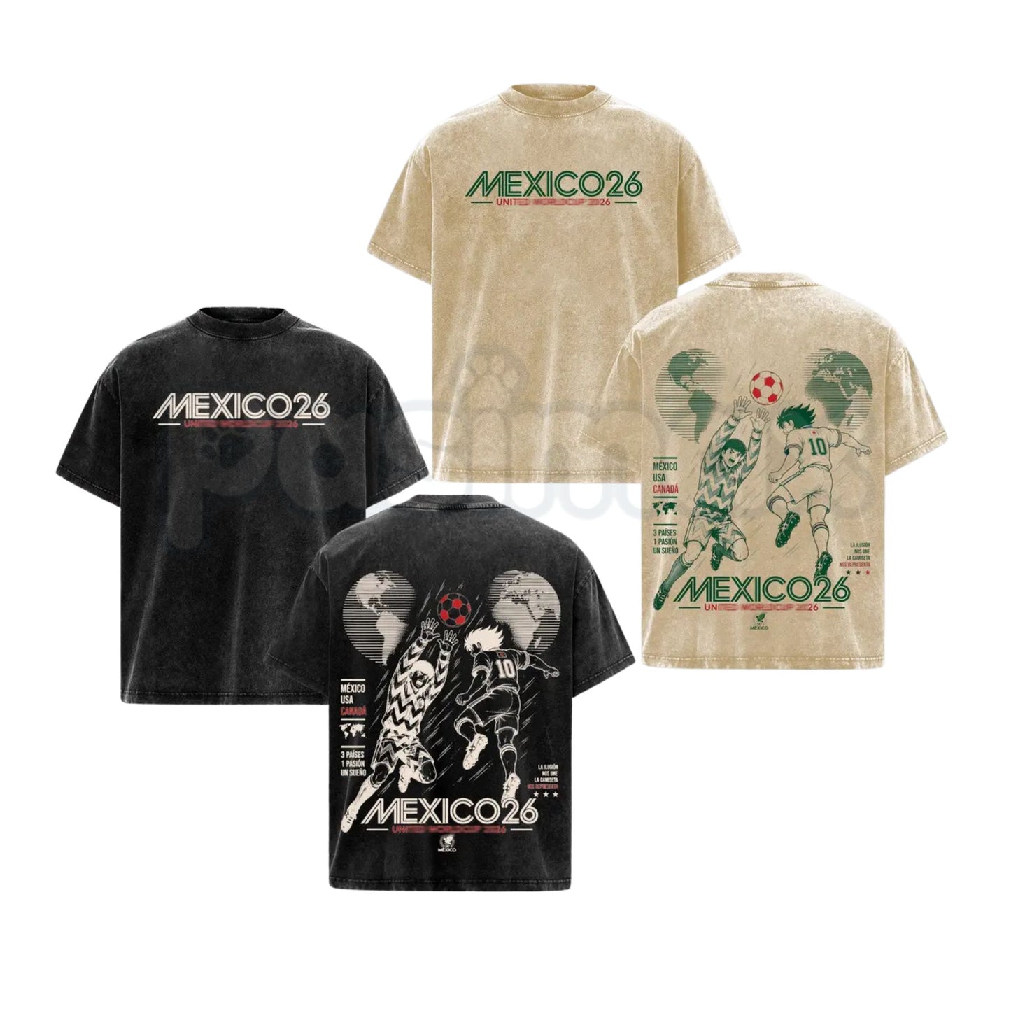Mexico World Football Tour 2026 T-Shirt – Retro Anime Soccer Graphic Tee, Vintage Washed Mexico Football Lightweight Cotton Unisex Top-Pasimax