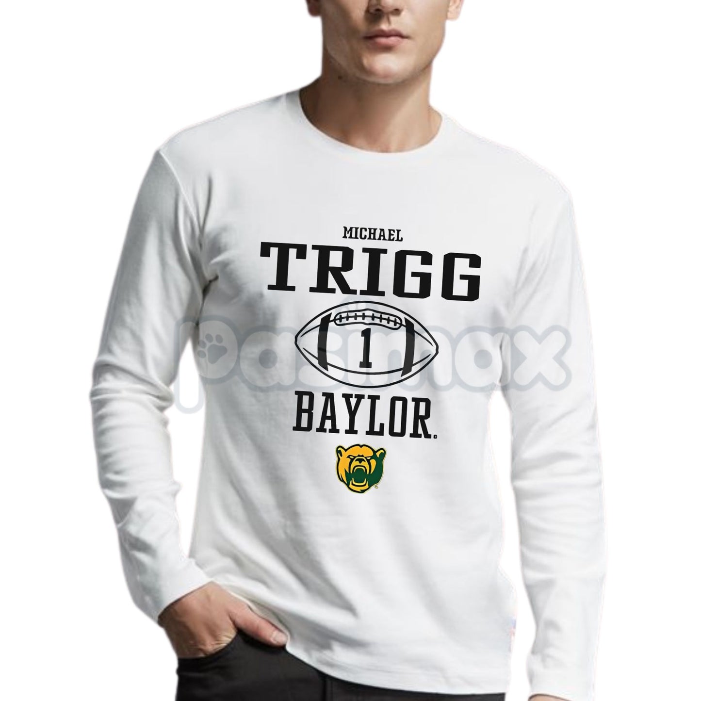 Michael Trigg Baylor Football Game Day Long Sleeve T-Shirt | Sport Icon NIL Apparel | Bears Collegiate Fan Gear-Pasimax