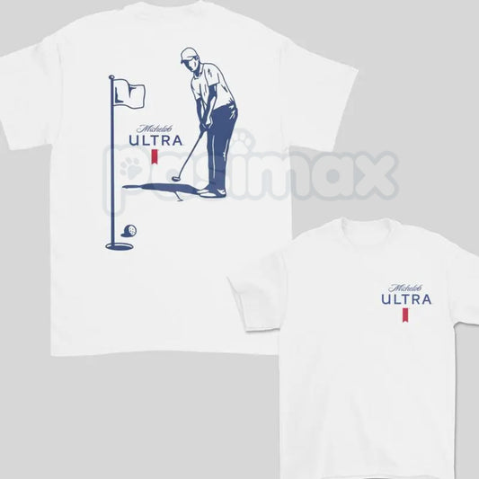 Michelob Ultra Golfing 2-Sided T-Shirt – Premium 100% Cotton Beer & Birdies Tee, Double-Sided Performance Style Golf Top, Soft Lived-In Heavyweight Men’s Gift, Made in USA-Pasimax