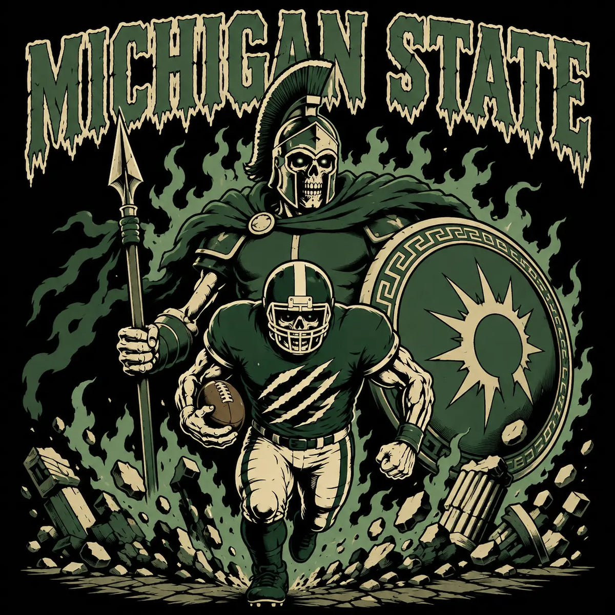 Vintage College Football Skull Sweatshirt | Retro All Teams Sports Top