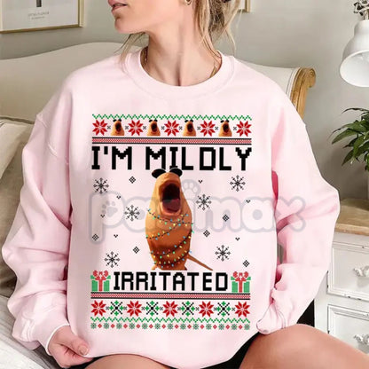 Mildly Irritated Christmas Sweatshirt | Funny Meme Ugly Christmas Sweater | Relatable Holiday Jumper | Sarcastic Xmas Mood Crewneck-Pasimax