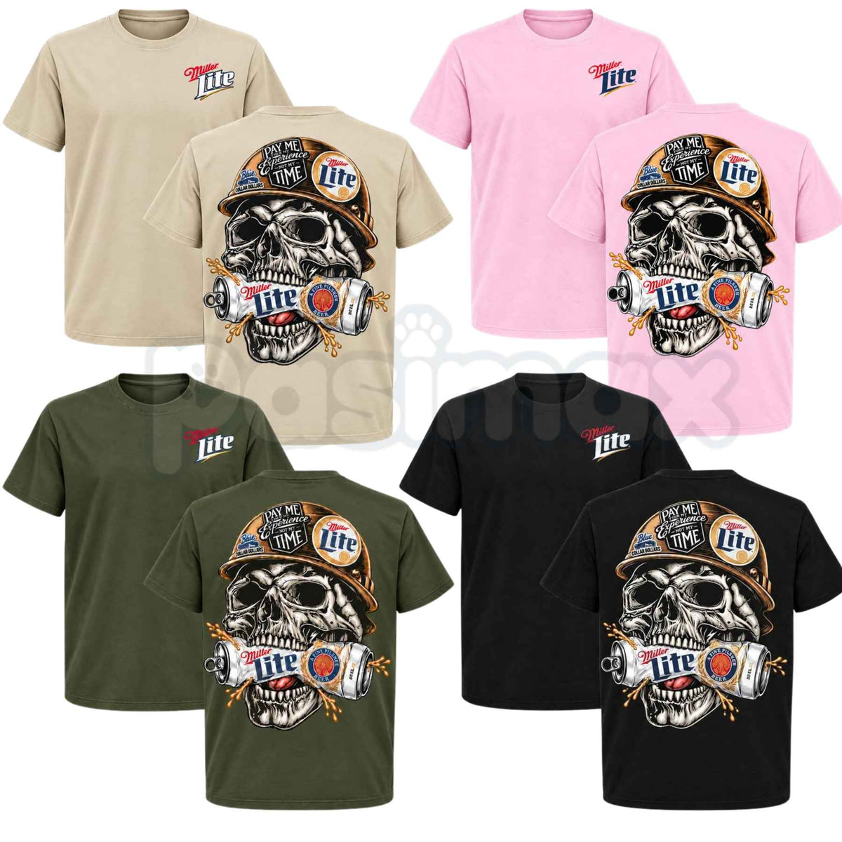 Miller Lite Skull T-Shirt – Vintage Beer Skeleton Graphic Unisex Tee-Pasimax