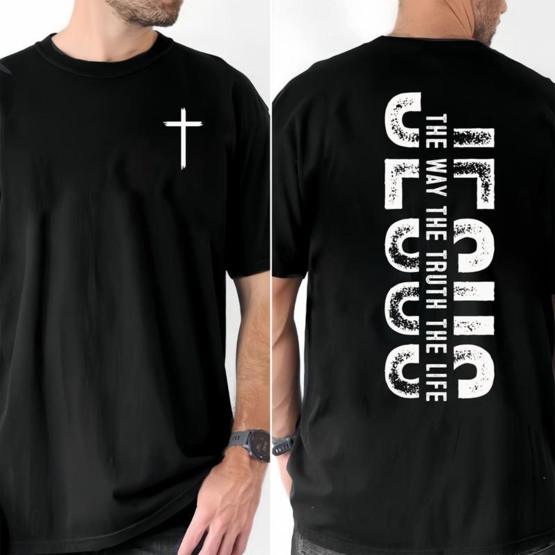 Minimalist Cross T-Shirt - Religious Quote Tee, Fashion-Forward Statement of Faith-Pasimax