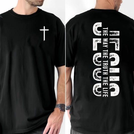 Minimalist Cross T-Shirt - Religious Quote Tee, Fashion-Forward Statement of Faith-Pasimax