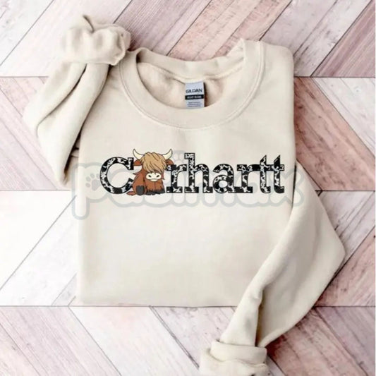 Minimalist Highland Cow Sweatshirt | Clean Silhouette Coo Jumper | Modern Farm Animal Graphic Tee | Simple Nature Lover Gift-Pasimax