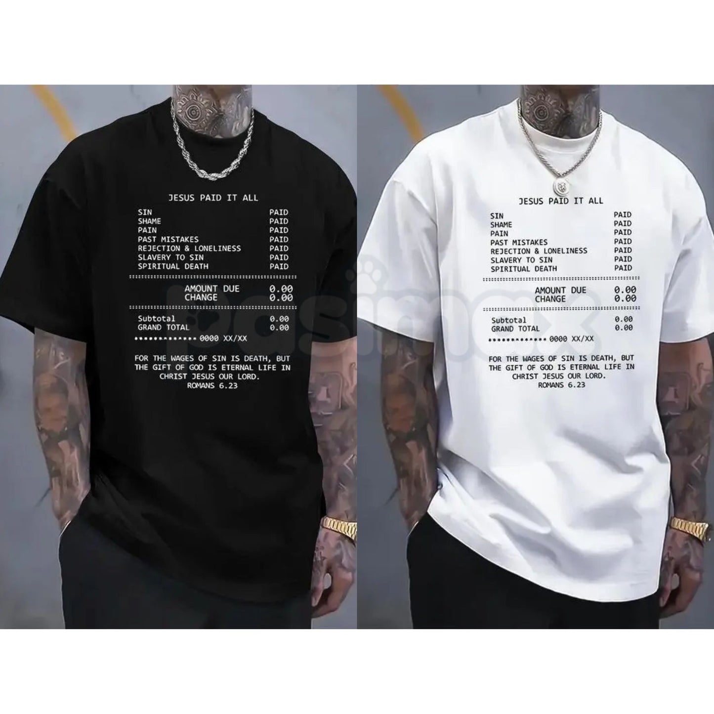 Minimalist "JESUS PAID IT ALL" Graphic Tee – Clean Aesthetic Christian Apparel, Premium 100% Cotton Faith-Based Top, Sleek Modern Gospel Message Shirt, Made in USA-Pasimax