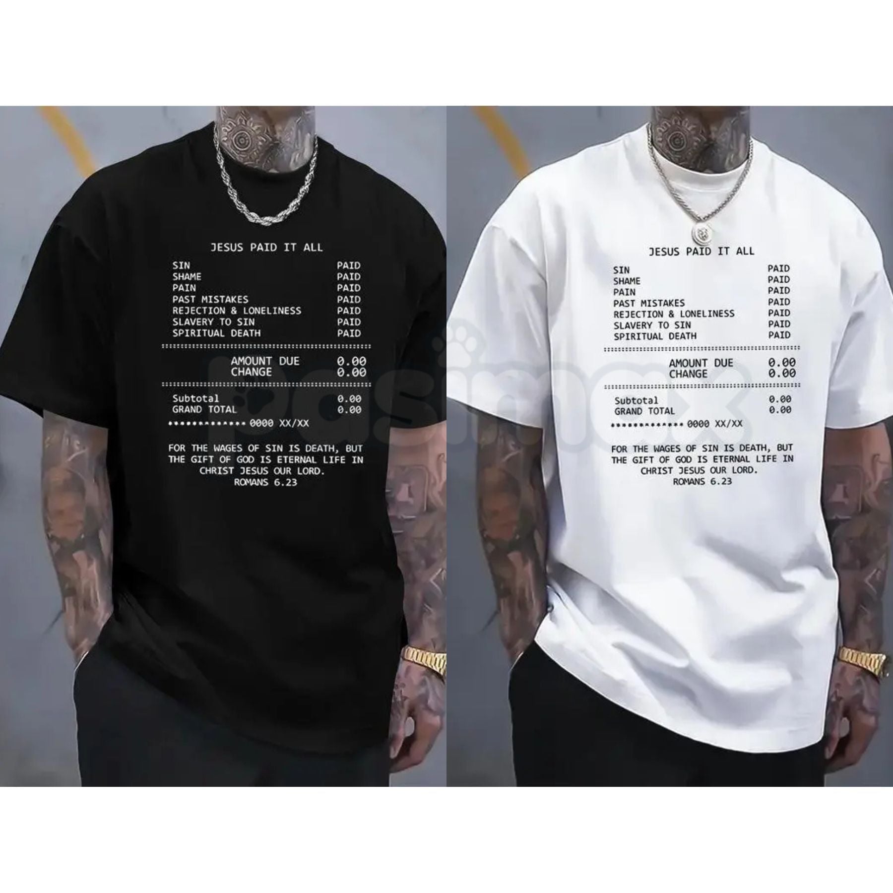 Minimalist "JESUS PAID IT ALL" Graphic Tee – Clean Aesthetic Christian Apparel, Premium 100% Cotton Faith-Based Top, Sleek Modern Gospel Message Shirt, Made in USA-Pasimax