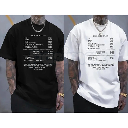 Minimalist "JESUS PAID IT ALL" Graphic Tee – Clean Aesthetic Christian Apparel, Premium 100% Cotton Faith-Based Top, Sleek Modern Gospel Message Shirt, Made in USA-Pasimax
