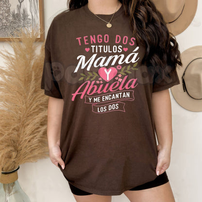 "Mom and Grandma" Two Titles T-Shirt – Heartwarming Mother's Day Graphic Tee, Remastered Heavy Cotton Matriarch Top, Soft Lived-In Heavyweight Family Legacy Shirt, Made in USA-Pasimax