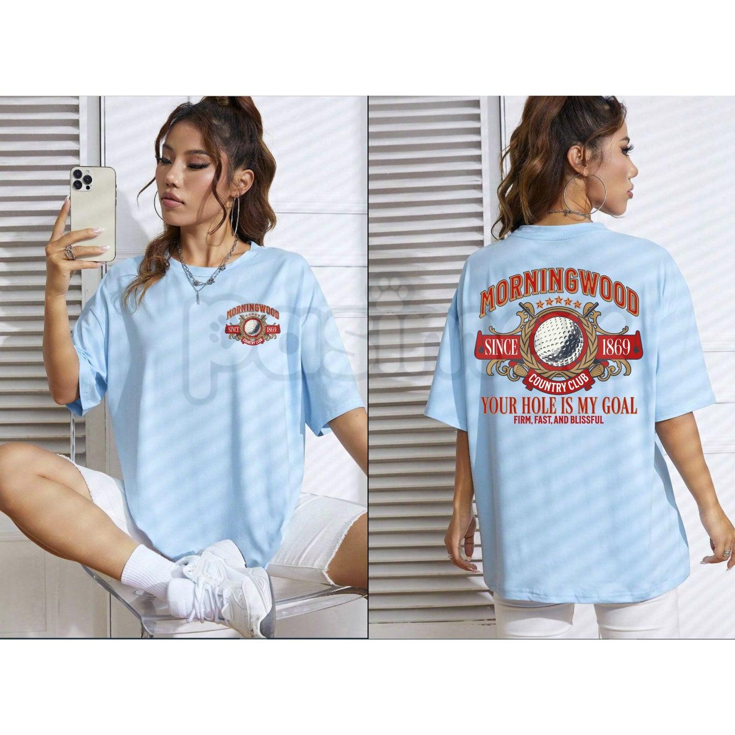 "Morningwood Country Club" Men’s Funny T-Shirt - Humorous Golf Graphic Tee, Classic Parody Country Club Shirt, Premium Heavyweight Unisex Casual Streetwear, Funny Golfer Gift Top, Witty Slogan Golfing Apparel-Paisimax