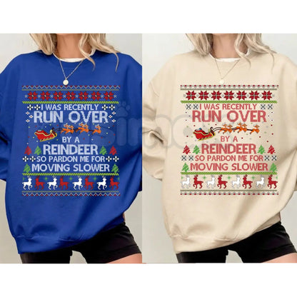 Most Likely To Get Run Over By A Reindeer Sweatshirt | Funny Family Holiday Crewneck-Pasimax