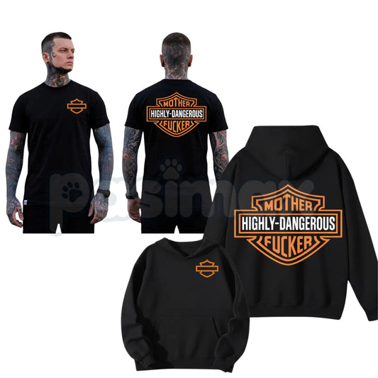 Mother Highly Dangerous F Biker Shirt – Badass Mama Graphic Hoodie & Edgy Outlaw Style Sweatshirt-Pasimax