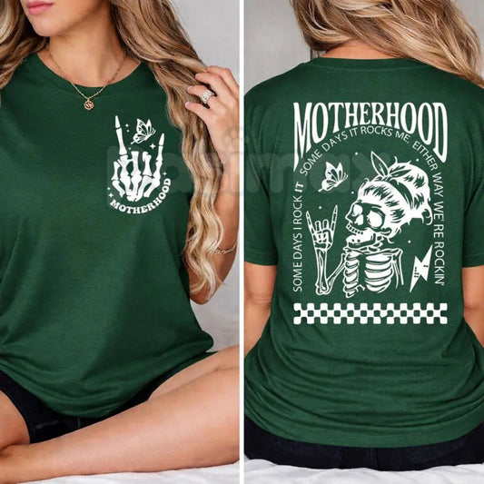 "Motherhood: Sometimes I Rock It, Sometimes It Rocks Me" T-Shirt – Funny Relatable Mom Graphic Tee, Premium 100% Cotton Motherhood Life Top, Soft Lived-In Heavyweight Sarcastic Mama Shirt, Made in USA-Pasimax