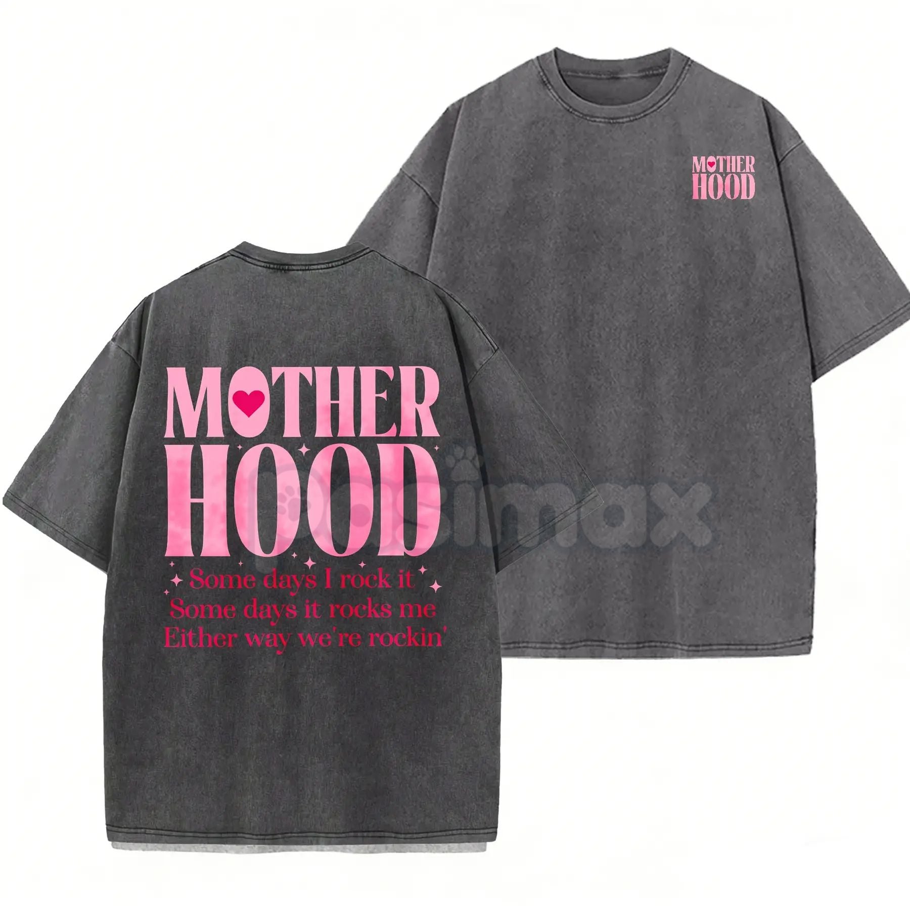 Motherhood Vintage Washed Tee – Aesthetic Minimalist Mom Life Graphic T-Shirt-Pasimax