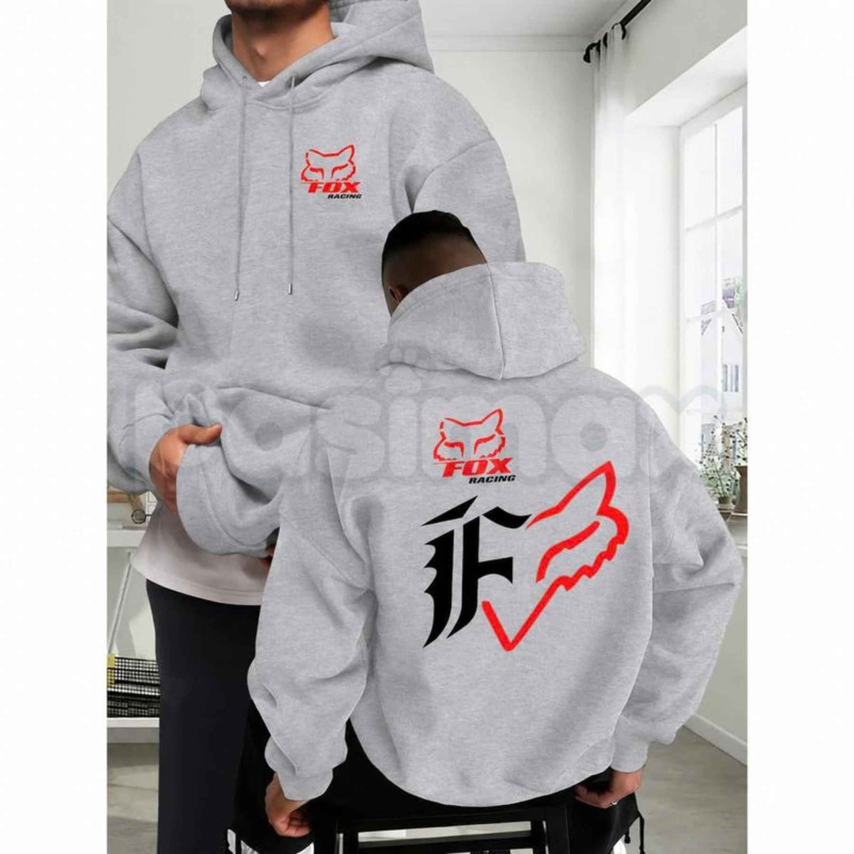 Motorcycle Fox Print Hoodie – Vintage Dirt Bike Racing Graphic Pullover, Off-Road Motocross Streetwear Sweatshirt, Unisex Heavy Blend-Pasimax