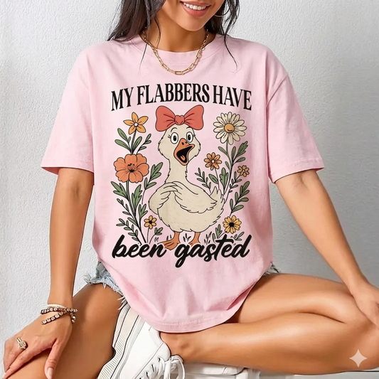 "My Flabbers Have Been Gasted" Rude Goose T-Shirt – Funny Snarky Animal Graphic Tee, Remastered Heavy Cotton Gag Gift Top, Soft Lived-In Heavyweight Mood Statement Shirt, Made in USA-Pasimax