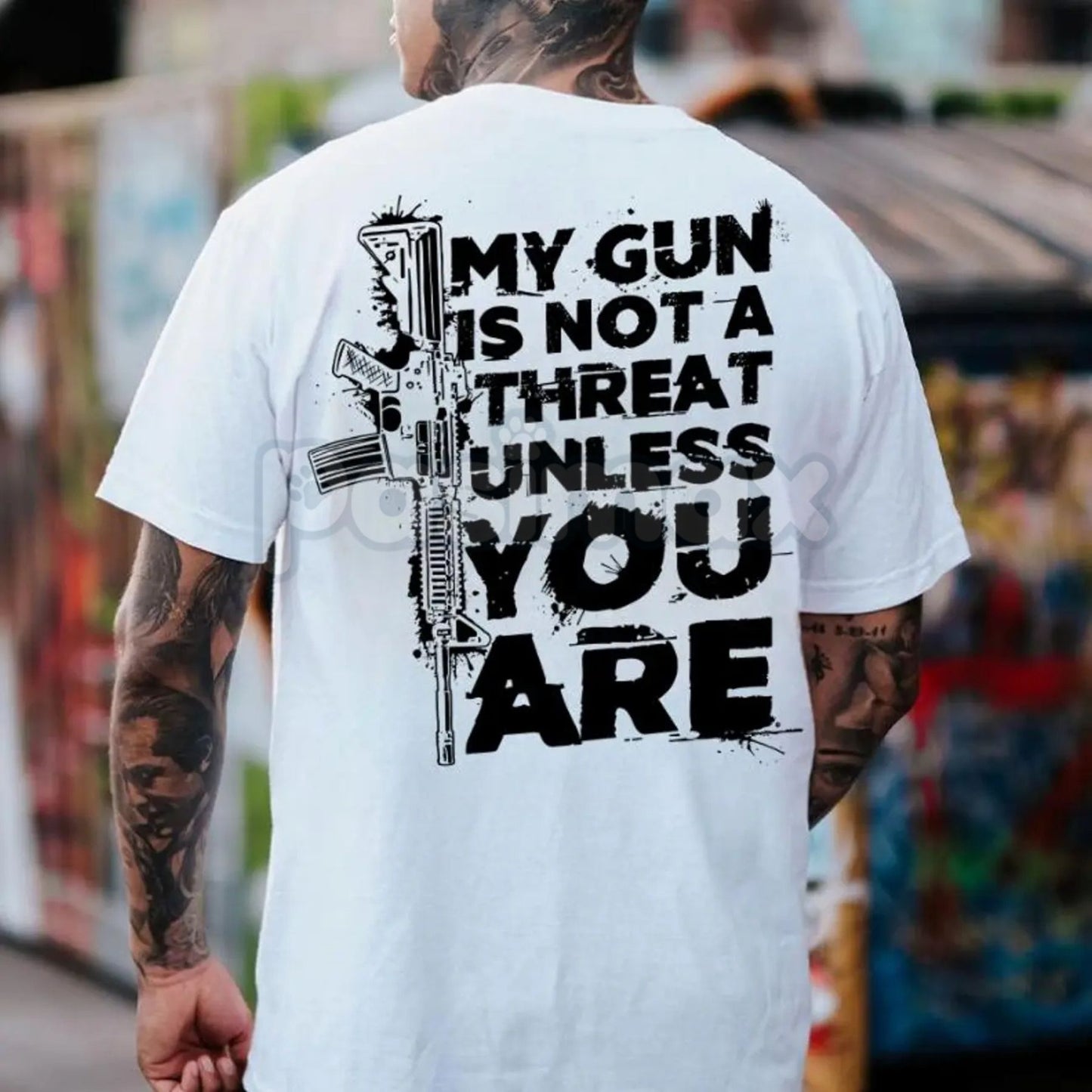 "My Gun Is Not a Threat Unless You Are" Graphic Shirt - 2nd Amendment Statement Tee, Pro-Self Defense Apparel, Gun Rights Slogan Top-Pasimax