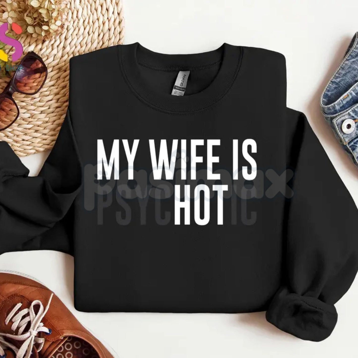 My Wife Is Psychotic Sweatshirt | Funny Marriage Humor Jumper | Sarcastic Husband Gift Crewneck | Dark Comedy Relationship Top-Pasimax