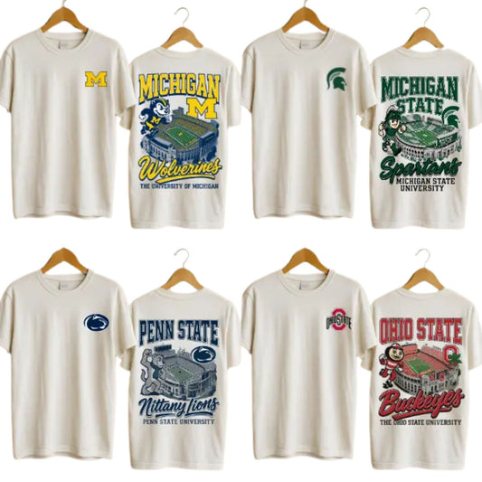 NCAA Full Team Mascots T-Shirt - Vintage College Football Tee, Unisex Throwback Sports Shirt-Pasimax