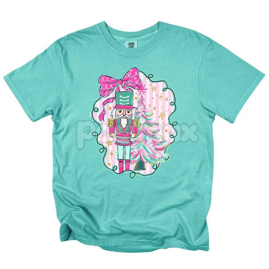 'NLB' Nutcracker Ballet Comfort Colors® T-Shirt – Pink & Teal Christmas Dancer Gift, Vintage Holiday Performance Tee-Pasimax