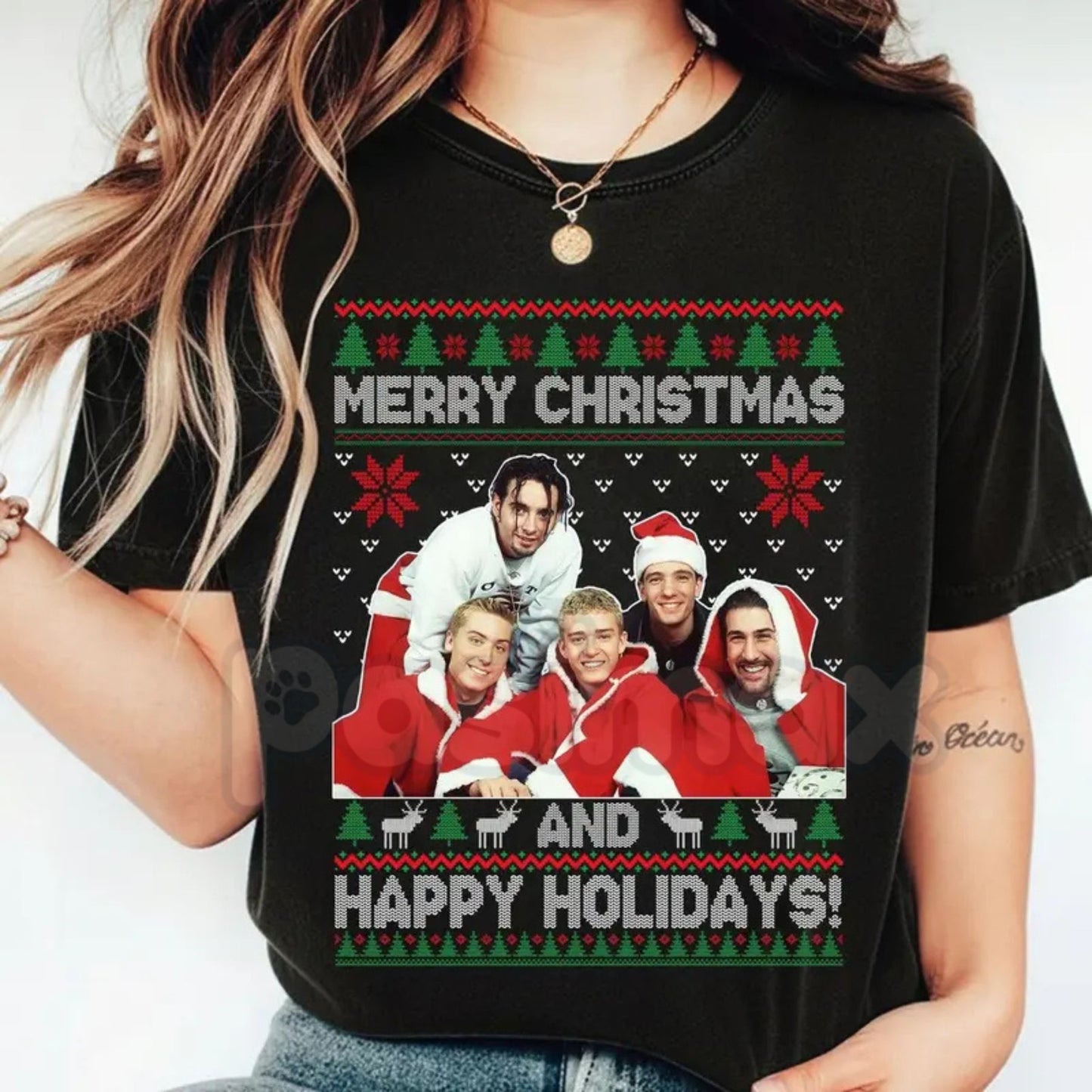 NSYNC Holiday Tour Tee Vintage Style - Collector's Edition Christmas Shirt, Y2K Boy Band Seasonal Merch, Pop Music Nostalgia Apparel-Pasimax