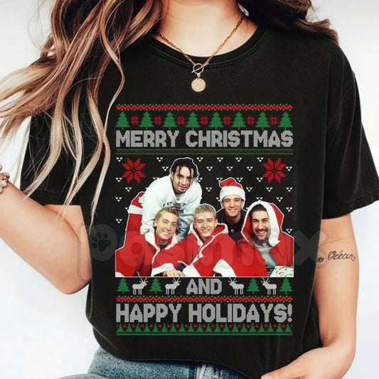 NSYNC Holiday Tour Tee Vintage Style - Collector's Edition Christmas Shirt, Y2K Boy Band Seasonal Merch, Pop Music Nostalgia Apparel-Pasimax