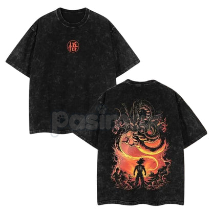 Namek Dragon Summoner T-Shirt – Dragon Ball Vintage Washed Oversize Anime Tee, Heavyweight Cotton-Pasimax
