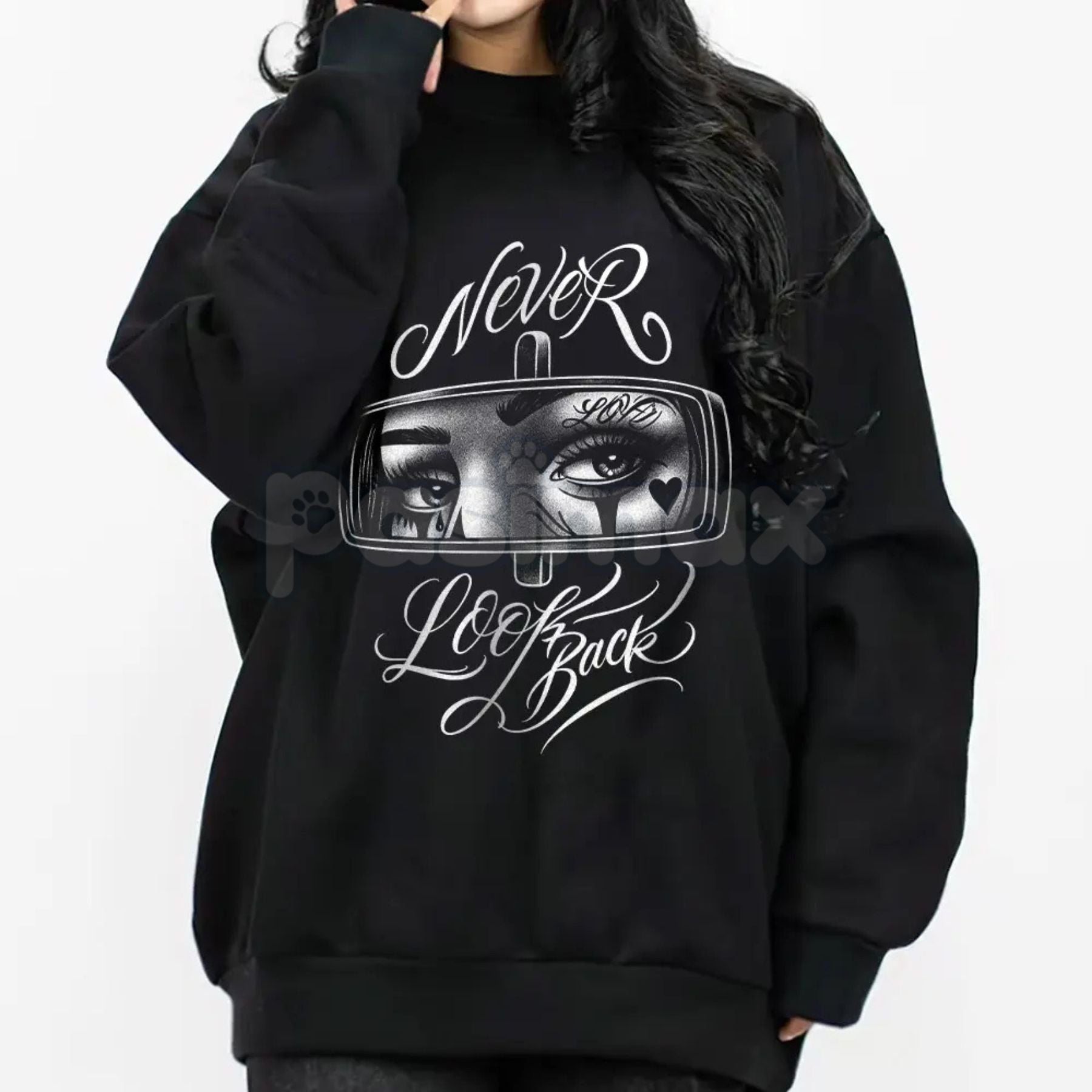 Never and Look Art Chicano Hoodie | Lowrider Cholo Gangster Streetwear | Men's Cotton Fabric-Pasimax