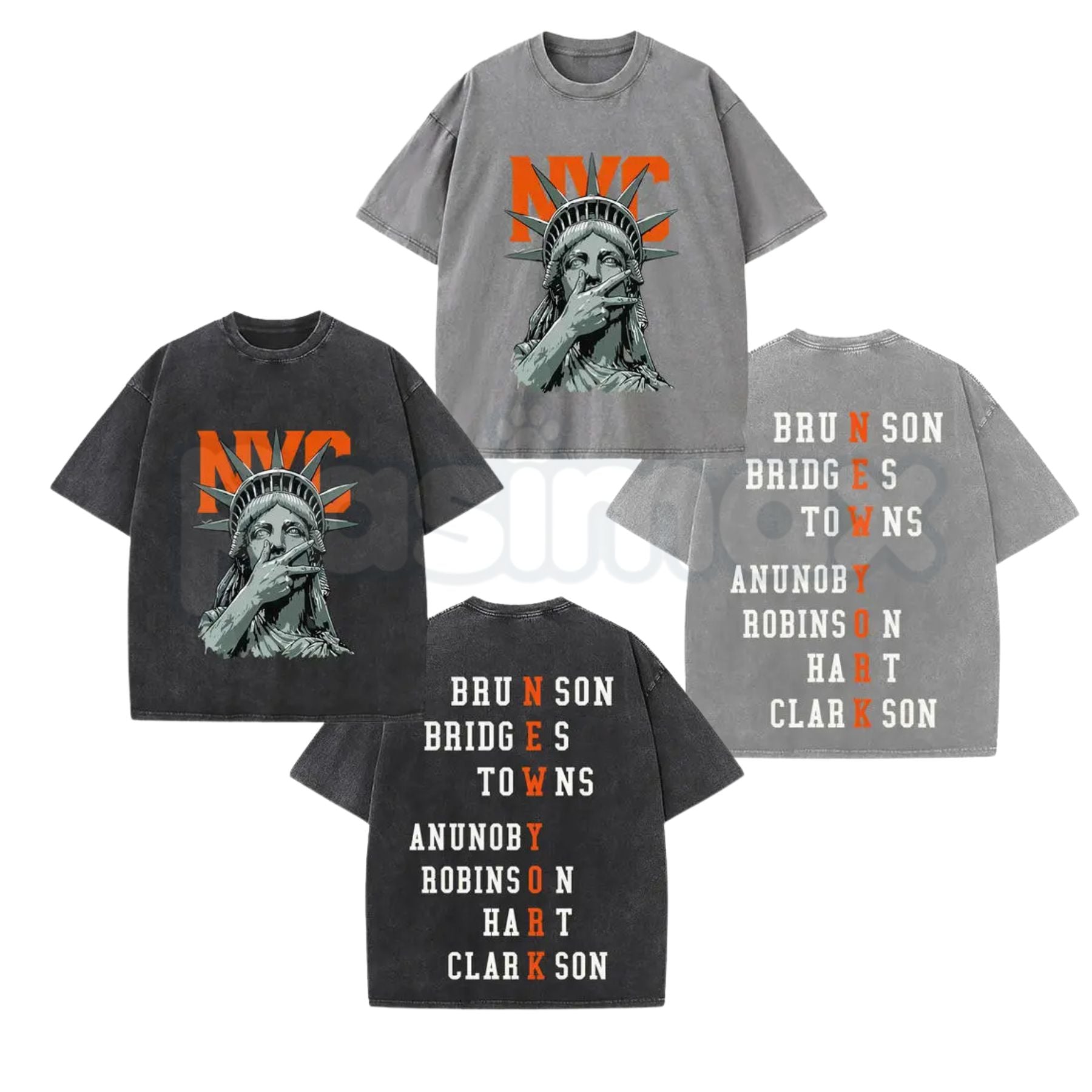 New York 2-Side Graphic T-Shirt – Retro NYC Double Printed Tee, Vintage Washed Manhattan Lightweight Cotton Streetwear Top-Pasimax
