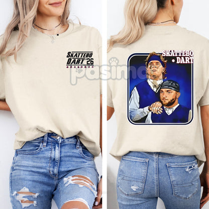 New York Giants Cam Skattebo #26 T-Shirt - Jaxson Dart Rookie Hype Tee, Big Blue Dual-Threat Duo Apparel, Quality Cotton Football Shirt-Pasimax