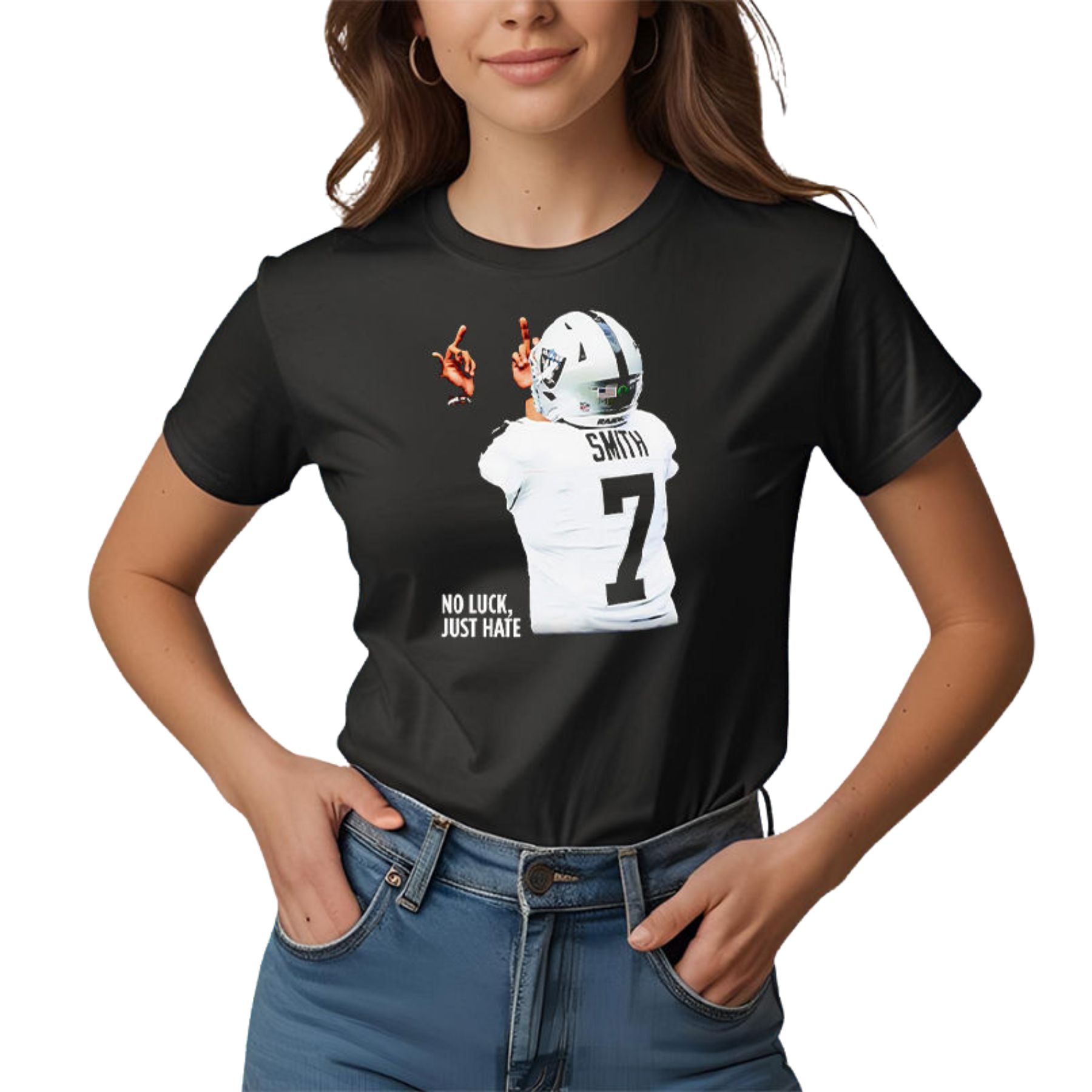 "No Luck Just Hate" Geno Smith T-Shirt - Bootleg Style Football Apparel, Crewneck Graphic Tee-Pasimax