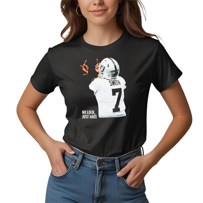 "No Luck Just Hate" Geno Smith T-Shirt - Bootleg Style Football Apparel, Crewneck Graphic Tee-Pasimax
